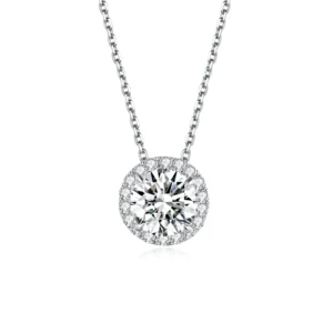RENSINO 18k Solid Gold Fine Jewelry Necklaces with Lab Grown Diamond Round Brilliant Cut for Women