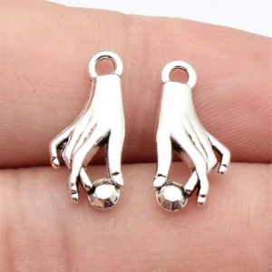 RENSINO 18×8.6mm 0.87g Antique Silver Zinc Alloy Hand Charm Pendant for DIY Necklace Bracelet Jewelry Making