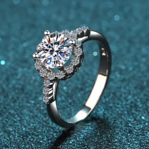 RENSINO 1CT Exquisite 925 Sterling Silver Moissanite Solitaire Ring Center Stone Trendy Bulk Fashion Jewelry