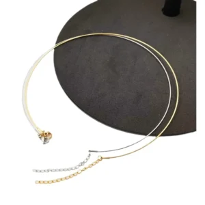 RENSINO 1MM Thick Choker Necklace PVD 18K Gold Plated Wire Stainless Steel Necklace for Women