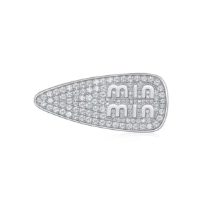 RENSINO 1pc Min Min Letter Hair Clip Iced Moissanite 2.262CTW Platinum Plated 925 Sterling Silver GRA Certified Factory for