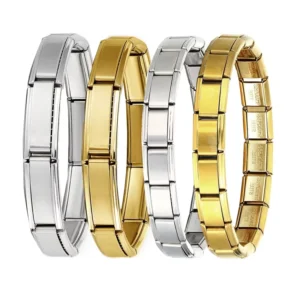 RENSINO 1pc Simple Fashion 20*9mm Width Silver Golden Color Stainless Steel Bangle Italian Charm Women Men Bracelet DIY Making Jewelry