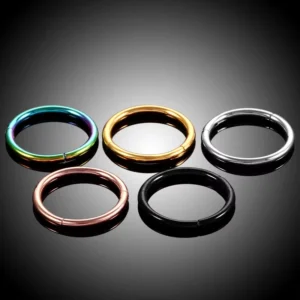 RENSINO 20G Custom Gold Smooth Nose Ring Ear Body Piercing for Women Medical Surgical Steel Segment Hoop Ring Fashion Pierced Jewelry