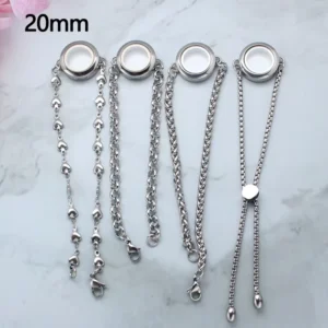 RENSINO 20mm 316L Stainless Steel Round Floating Living Memory Locket Bracelet for Floating Locket Charm Women Gift