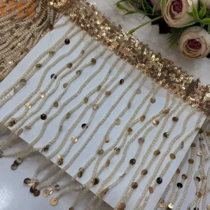RENSINO 22cm Sequins Tassel Stage Garment Accessories Sequins Embroidery Sequin Trimmings Fringe Tassel Lace