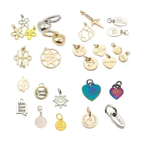 RENSINO 26012 Engraved Brand logo Custom Metal Charm Jewelry Tags for Necklace Bracelet