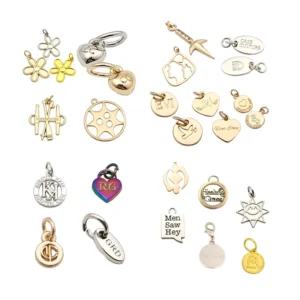 RENSINO 26013 Engraved Brand Logo Custom Metal Charm Jewelry Tags for Necklace Bracelet