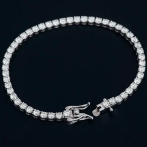 RENSINO 2mm 3mm 4mm 5mm Tennis Bracelet 925 Silver Moissanite Tennis Chain Factory Hip Hop Bracelet