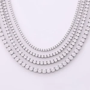RENSINO 3/4/5MM 316 Stainless Steel Tennis Necklace Jewelry IcedOut Miami Zircon Non-Flip-over Ddp Gioielli Tennis Chain Necklace