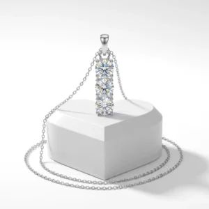 RENSINO 3 Carat Round Brilliant Cut Moissanite 925 Sterling Silver Rhodium Plated Luxury Pendant Necklace for Certification for Women