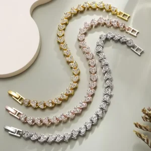 RENSINO 3 Colors Women Bracelets Fashion Roman Style Crystal Bracelets Electroplate 925 Bangles for Gifts Accessories