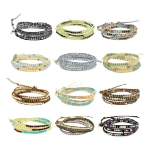 RENSINO 3 Layers Boho Natural Stone Wrap Bracelet Friendship Beads Jewelry Hawaiian Bracelet for Women Men Gifts