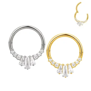 RENSINO 316 Stainless Steel Alloy Casting Zircon Punk Unisex Nose Ring Creative Fashion Decoration Gold Silver Plated Prong Set