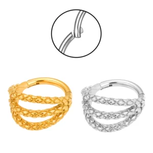 RENSINO 316 Stainless Steel Hinge Twist Seamless Gold and Silver Zircon Wedding Human Body Puncture Nose Ring Nose Nail