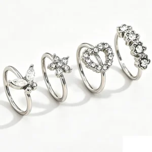 RENSINO 316L Stainless Steel CZ Nose Rings 8mm Cartilage Hoop Earrings with Butterfly Heart Flower Designs Piercing Jewelry for Women