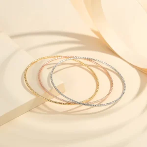 RENSINO 316L Stainless Steel Plain Bangle 60mm Rose Gold PVD Plated Women’s Anti-rust Tarnish Free Bracelet Hand Jewelry