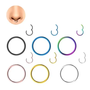 RENSINO 316L Stainless Steel Seamless Cartilage Ear Nose Ring 1.6mm Silver Black Blue Multi-Color Gold Body Jewelry Women Weddings