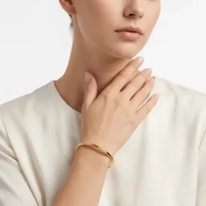 RENSINO 316L Stainless Steel Twisted Rope Cuff Bangle PVD Gold Plated Hypoallergenic Textured Bracelet Custom OEM