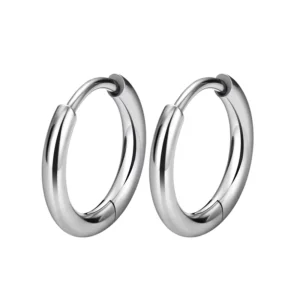 RENSINO 316L Stainless Steel Women’s Body Piercing Jewelry 1pair Hinged Earrings Zircon Segment Nose Ring Ear Tragus Cartilage