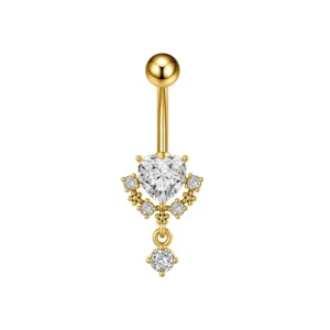 RENSINO 316L Stylish Belly Button Ring Belly Dangle Style Navel Piercing PVD Heart CZ Style Piercing Jewellery