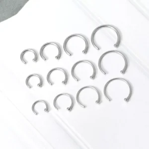 RENSINO 316L Surgical Steel C Shaped Nose Ring & Studs Non Piercing Fake Nose Stud Clip On Cartilage Earring Hypoallergenic Body Jewelry