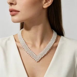RENSINO 3A Round White Freshwater Pearl Necklace 3-4mm 925 Silver Handwoven Loose Beads for Luxury Jewelry