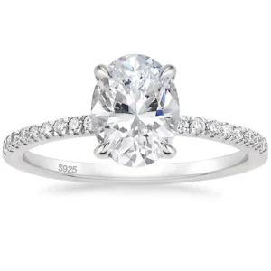 RENSINO 3CT Oval Cut Moissanite Gold Plated 925 Sterling Silver Engagement Rings Promise Rings Wedding Bands for Women