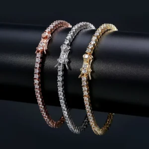 RENSINO 3mm 4mm 5mm Custom Hip Hop Jewelry Vvs Round Moissanite Necklace With 925 Silver Cuban Chain Hip Hop Fashion