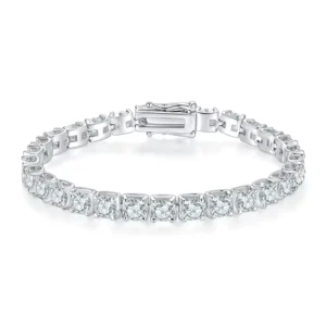 RENSINO 3mm 4mm 5mm Round Iced Out Hip Hop VVS 925 Sterling Silver Diamond Moissanite Tennis Chain Necklace Bracelet