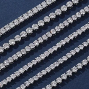 RENSINO 3mm Tennis Bracelet Moissanite Vvs Passed Diamond Test 925 Sterling Silver GRA Certified Hip Hop Unisex Bracelet