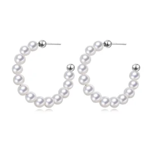 RENSINO 4.5-5mm Classic Near Round Natural Pearl Drop Earrings Fashion Women Party Ear Ornaments