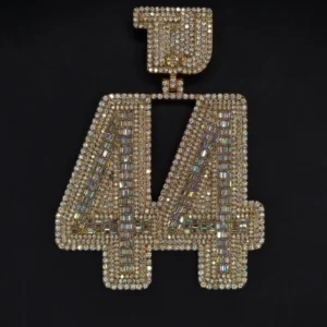 RENSINO 44 Number Plate Iced Out Moissanite Diamond Hip Hop Pendant 925 Sterling Silver Fine Jewelry Pendants & Charms