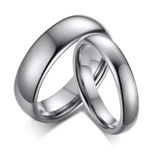 RENSINO 4mm 6mm Silver Gold Tungsten Carbide Rings Domed and High Polished Simple Style for Men and Women’s Wedding Band