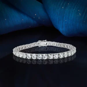 RENSINO 4mm Moissanite Tennis Bracelet 925 Sterling Silver Chain for Women Men Unisex Party Jewelry