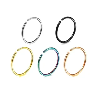 RENSINO 5 6Pcs set Thin Septum Nose Ring Seamless Nose Rings Stainless Steel Gold Plated Children’s Body Jewelry Lip Rings Nose Studs