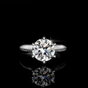 RENSINO 5 Carat D Color Engagement Ring 925 Sterling Silver 18K Gold Plated IGI Certified Wedding