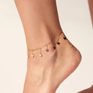 RENSINO 5 Star Waterproof Stainless Steel 18K Gold Plated Anklets for Women Heart and Butterfly Charm Fashionable Gift Idea