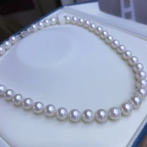 RENSINO 5A Quality 8mm White Cultured Pearl Necklace 925 Silver Women’s Fashion Jewelry for Daily Luxury Wear