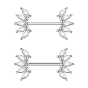 RENSINO 5Pairs set Clear CZ Nipple Rings 316L Surgical Steel Nipple Piercing Jewelry for Women 14G Gold Nipple Jewelry Gift