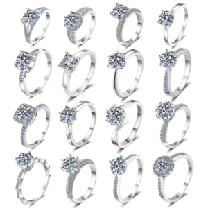 RENSINO 6 Claw Ring 4 Claw D 2CT Moissanite Ring Female S925 Sterling Silver Diamond Ring Engagement Gift GRA Certification