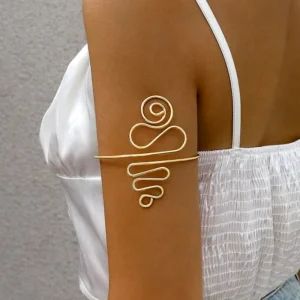 RENSINO 6 Styles Fashion Metal Flower Open Arm Bracelet Punk Geometric Arm Ring Butterfly Bracelets Bangles for Women Armband