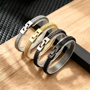 RENSINO 6.5mm Women Men’s Wheat Link Chain Bracelet Stainless Steel Bracelet for Man