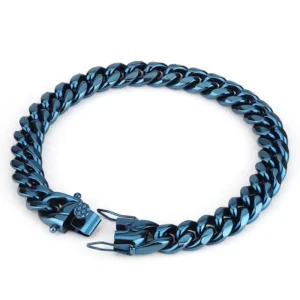 RENSINO 6mm 8mm 10mm 18mm Stainless Steel Bangle Bracelets HipHop Blue Bracelet Man Cuban Bracelets Homme