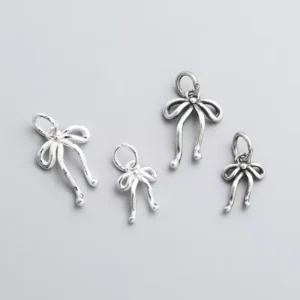 RENSINO 8.3 11.8mm Sterling Silver Bow Pendant Cute Hollow Bowknot Charm for DIY Necklace Bracelet Jewelry Accessories