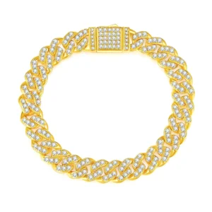 RENSINO 8mm 5 Size Iced Out Hip Hop Bracelet 925 Sterling Silver VVS D Moissanite Diamond Miami Cuban Link Chain Bracelet