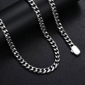 RENSINO 8mm Ice Cut 18K Gold Plated Stainless Steel Chunky Heavy Miami Cuban Link Chain Men’s Jewelry with Ic