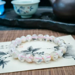 RENSINO 8mm Natural Powdered Crystal Beaded Bracelet Trendy Unisex Gentle And Elegant Multi purpose Jewelry