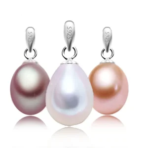 RENSINO 9-10mm Drop-shaped Freshwater Pearl Sterling Silver Pendant Necklace Elegant and Minimalist Jewelry for Brides