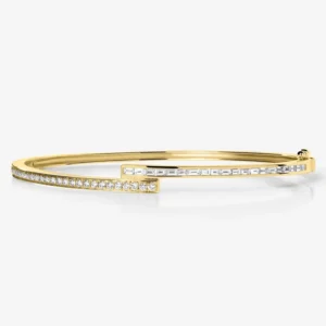 RENSINO 925 Baguette and Round CZ Wrap Bangle Designer Charms for Bracelets Bangles Women Silver 925