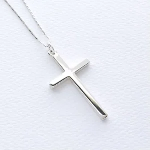 RENSINO 925 Cross Silver Plate Necklace Women Classical Fashion Simple Cross Pendant Necklace